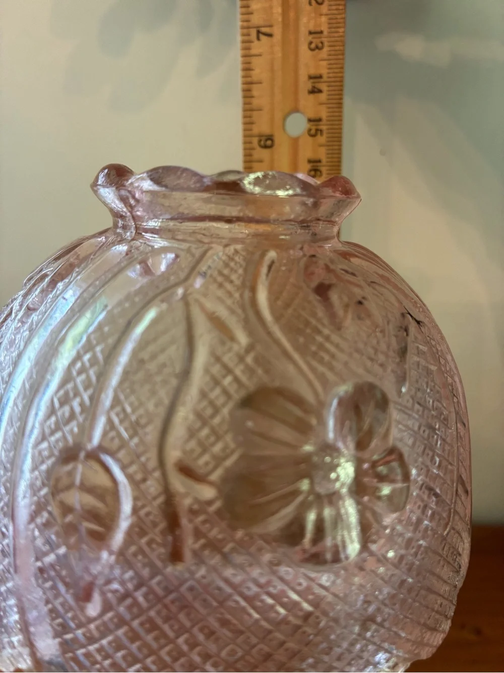 Vintage Pink Fairy Lamp Pressed Glass made in Taiwan Grandma Cottagecore